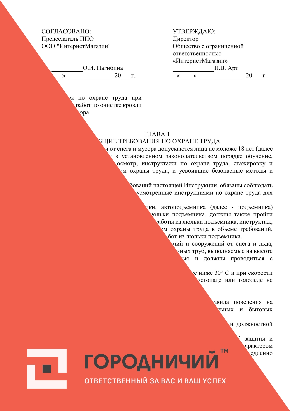 Инструкция по охране труда при выполнении работ при очистке кровли от снега и мусора