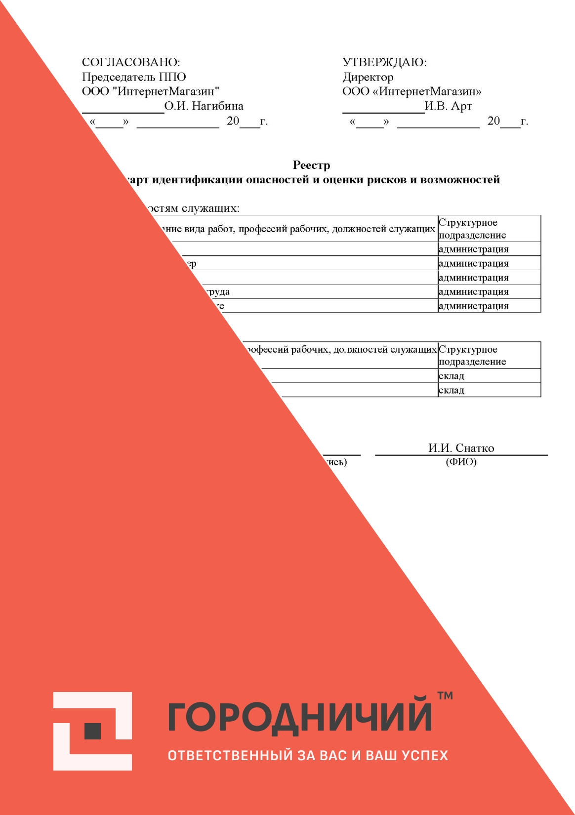 Реестр карт идентификации опасностей и оценки рисков и возможностей