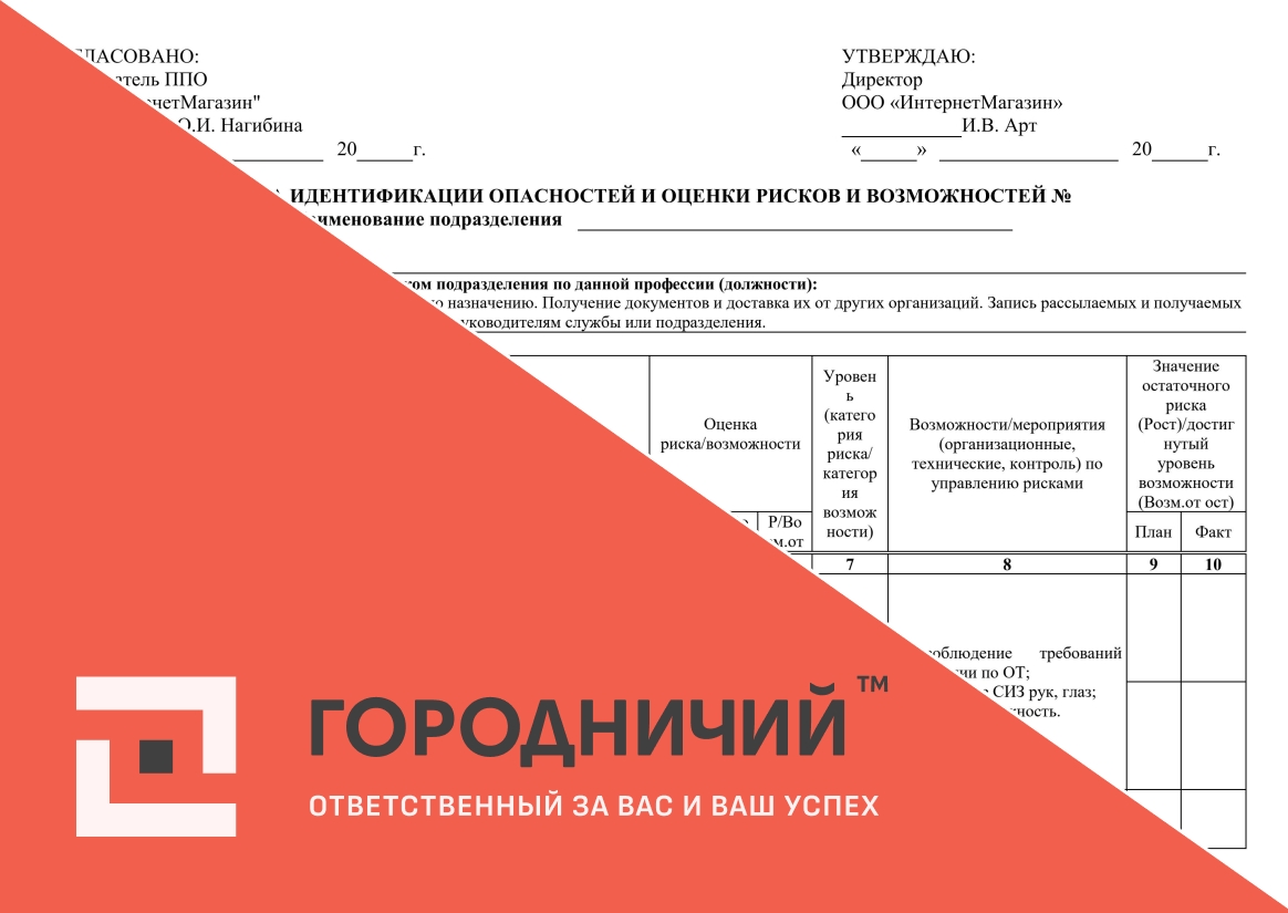 Карта идентификации опасностей и оценки рисков и возможностей курьер