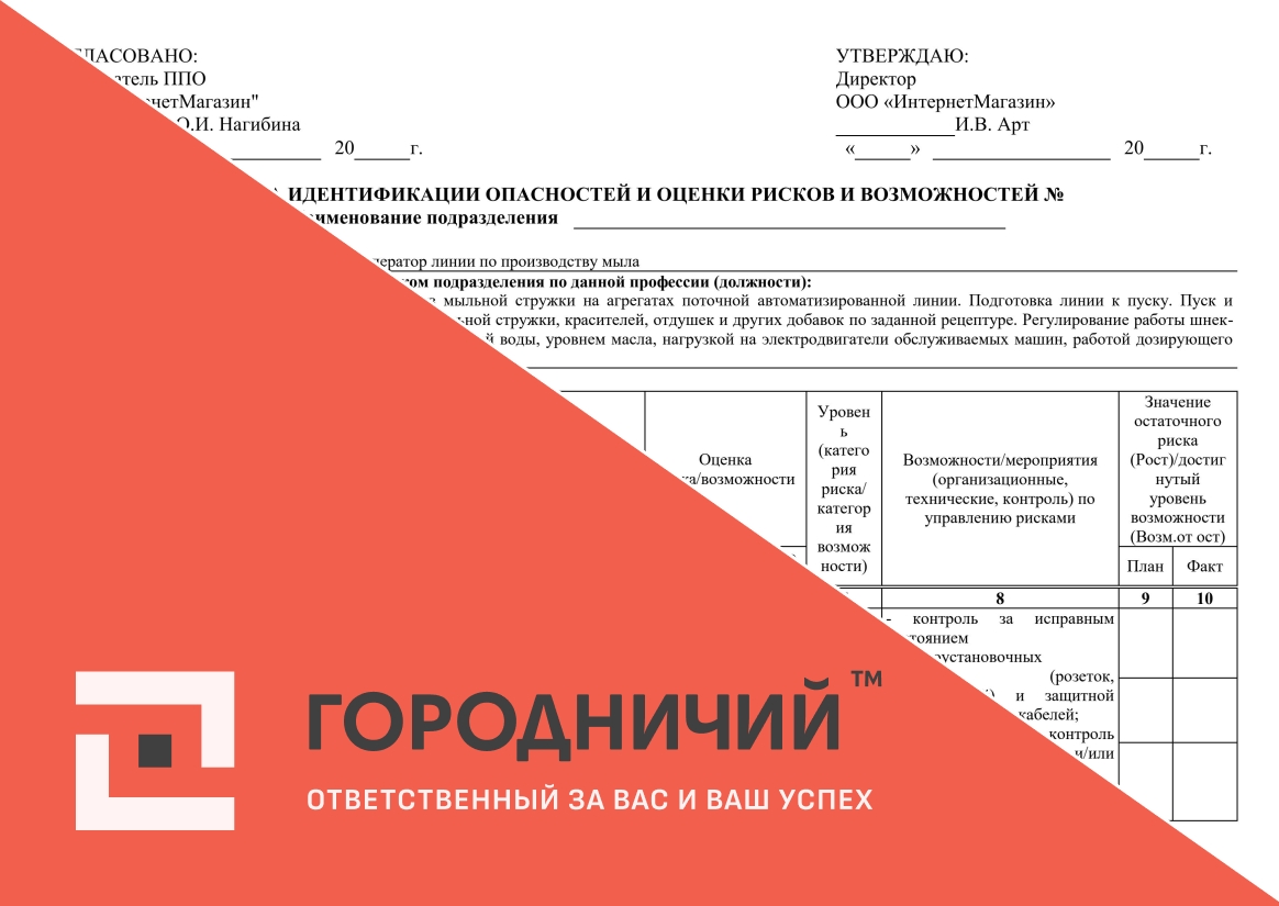 Карта идентификации опасностей и оценки рисков и возможностей старший оператор линии по производству мыла