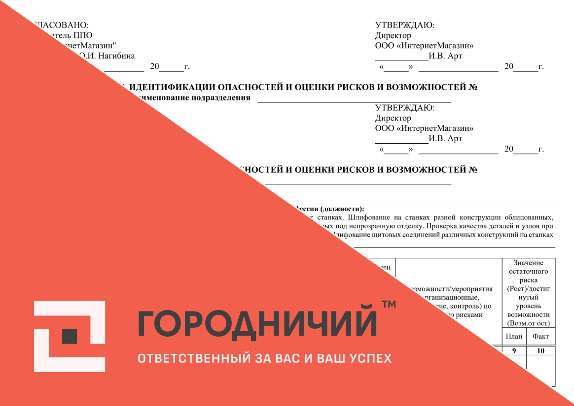 Карта идентификации опасностей и оценки рисков и возможностей шлифовщик по дереву