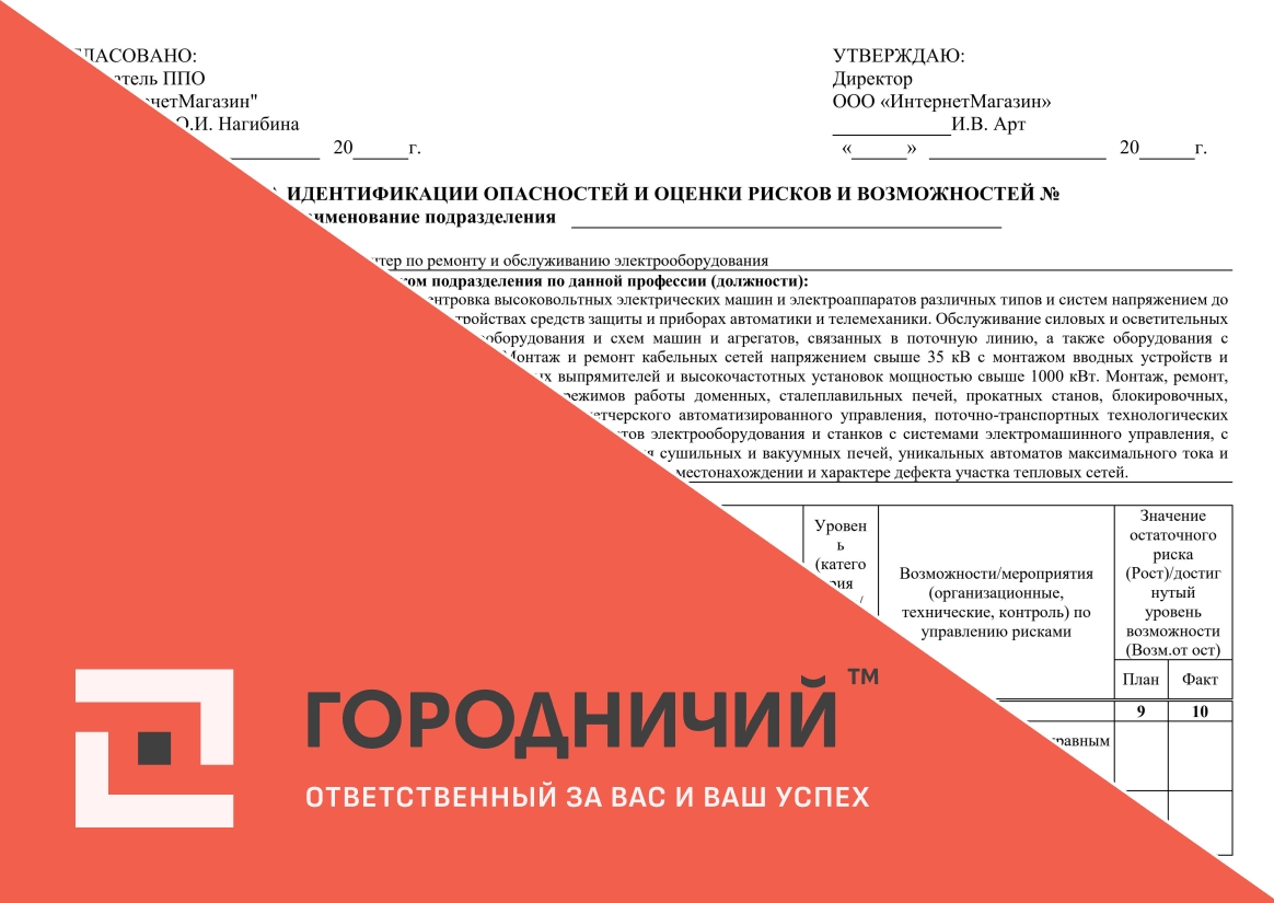 Карта идентификации опасностей и оценки рисков и возможностей электромонтер по рем. и обсл. эл.оборудования