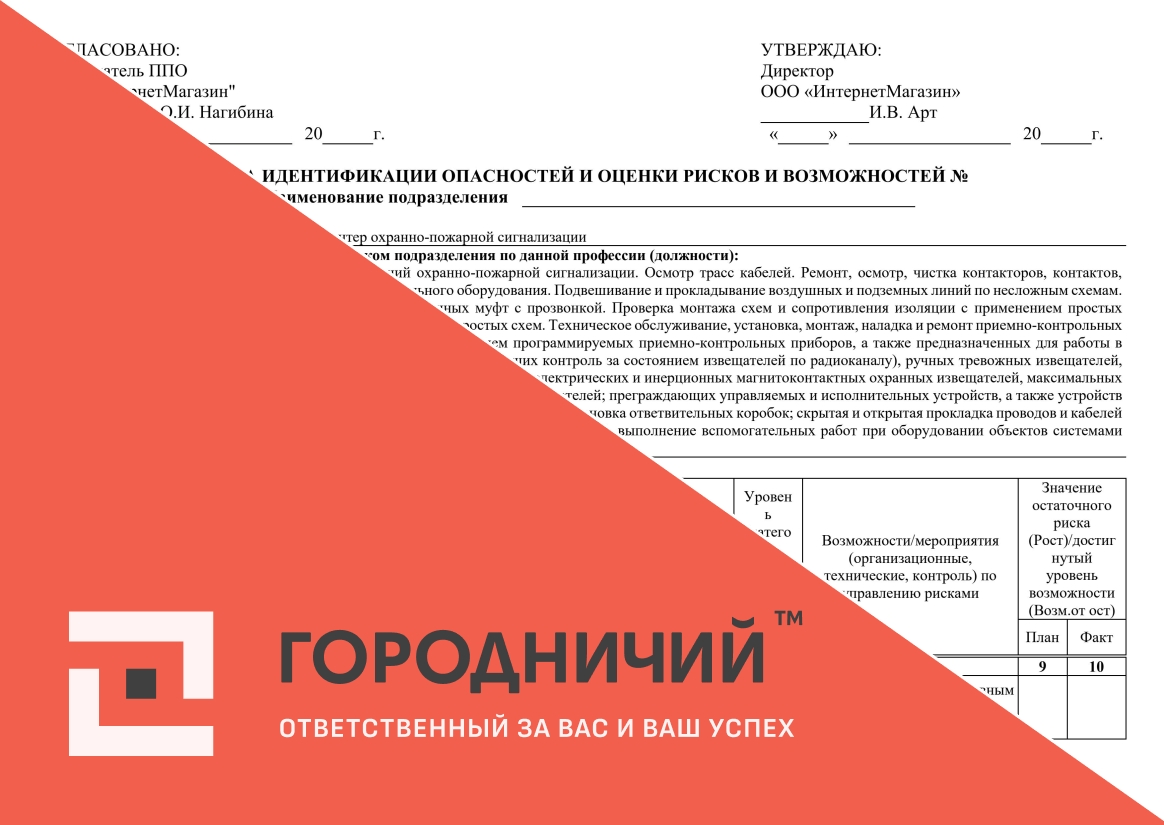 Карта идентификации опасностей и оценки рисков и возможностей электромонтер ОПС
