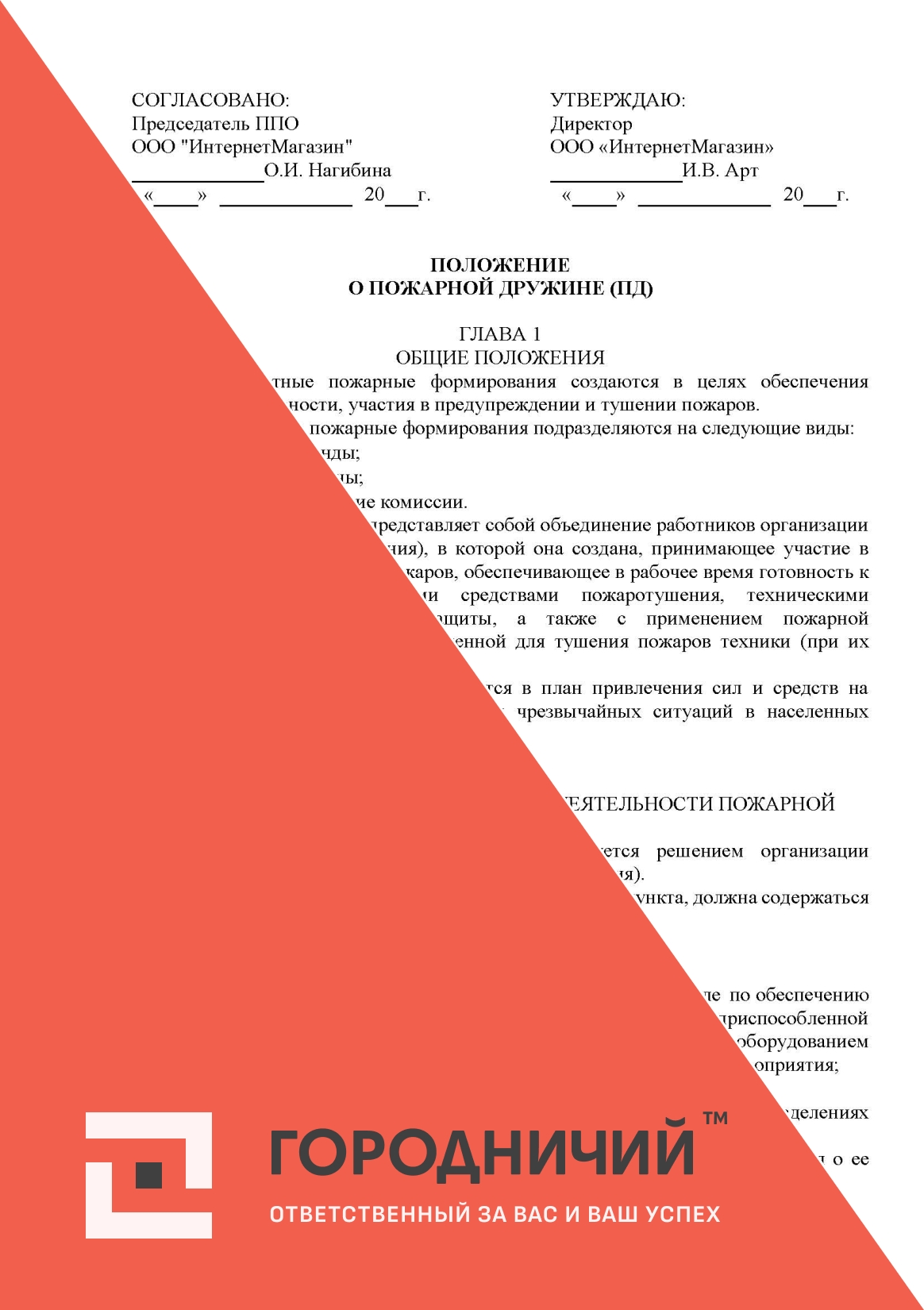 Положение о пожарной дружине