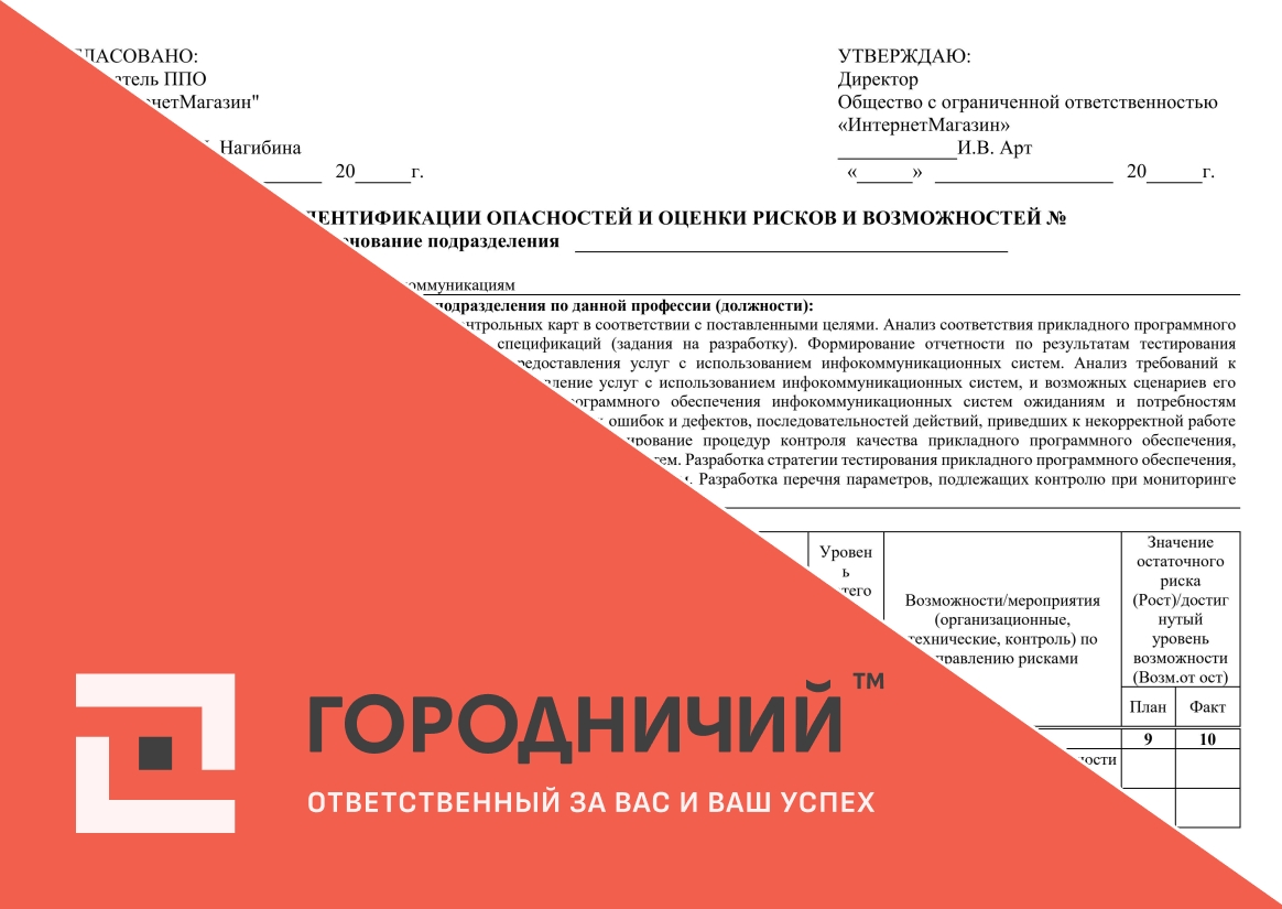 Карта идентификации опасностей и оценки рисков и возможностей техник по телекомуникациям