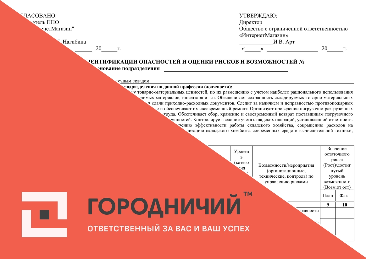 Карта идентификации опасностей и оценки рисков и возможностей заведующий аптечным складом
