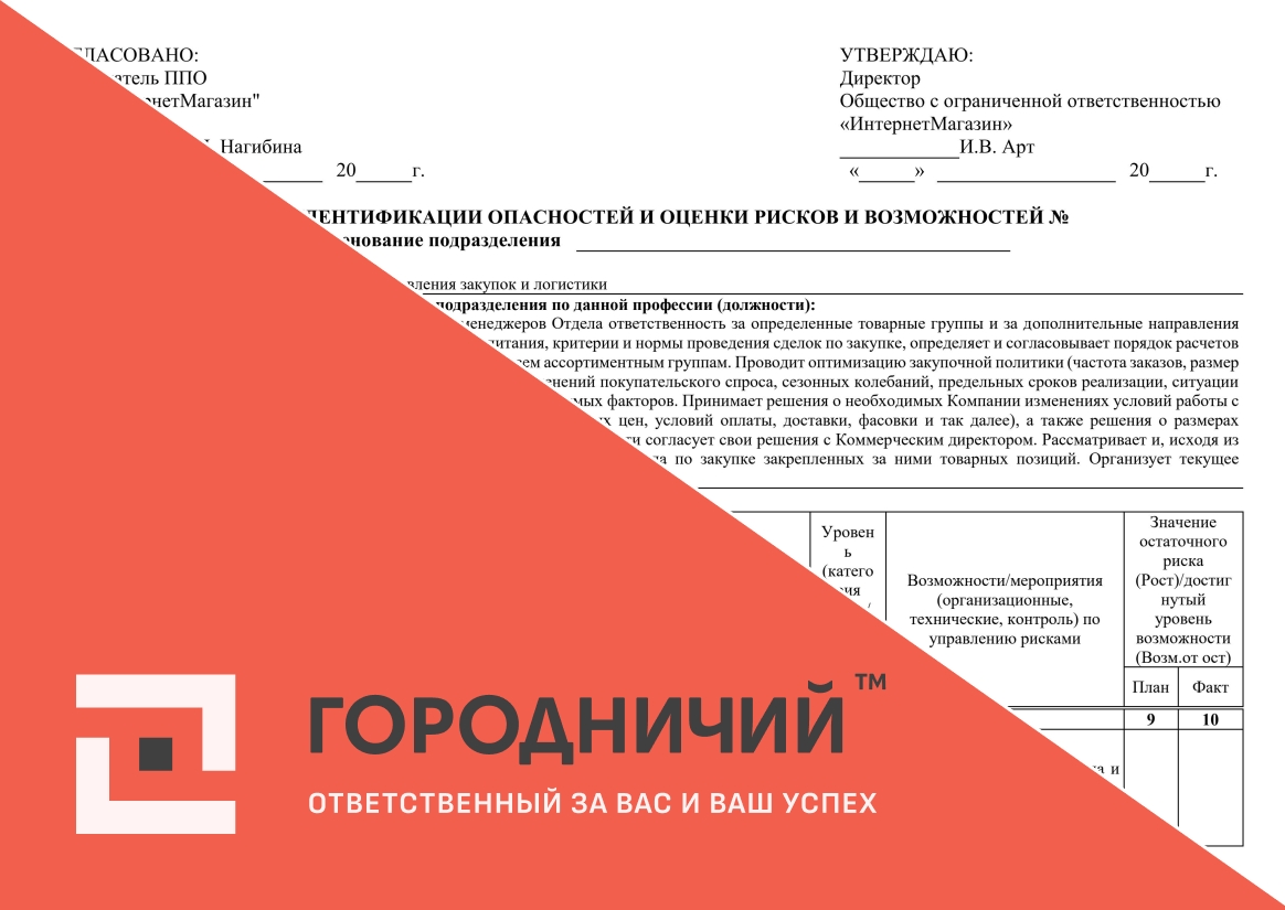 Карта идентификации опасностей и оценки рисков и возможностей начальник управления закупок и логистики