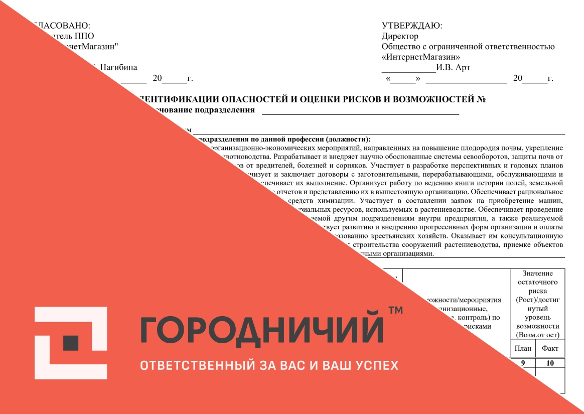 Карта идентификации опасностей и оценки рисков и возможностей ведущий агроном