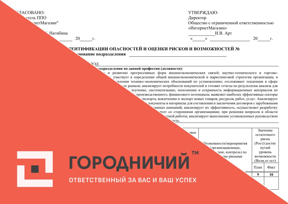 Карта идентификации опасностей и оценки рисков и возможностей специалист по ВЭД