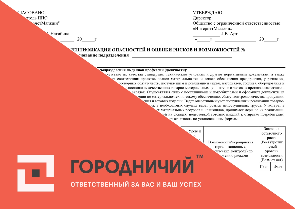 Карта идентификации опасностей и оценки рисков и возможностей товаровед