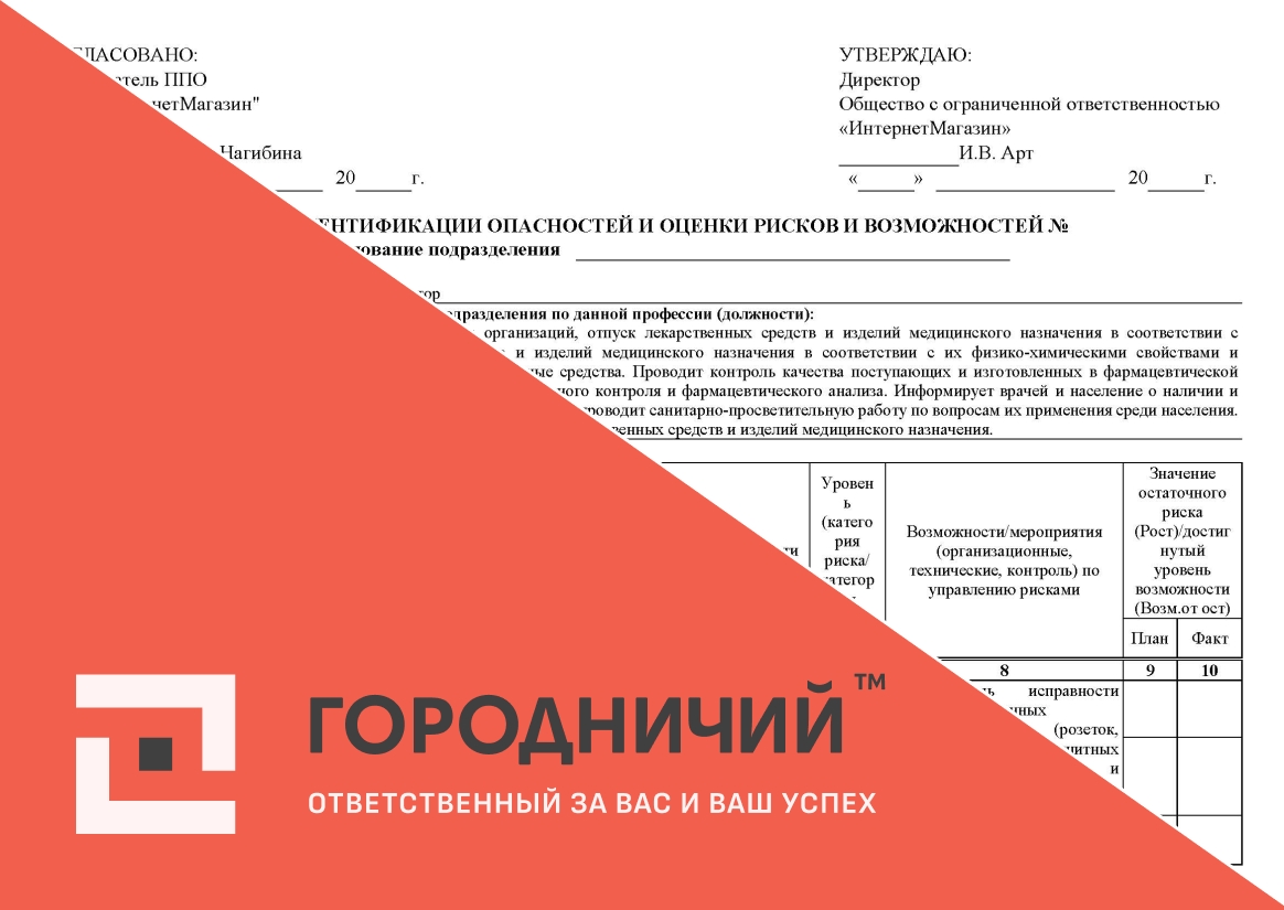 Карта идентификации опасностей и оценки рисков и возможностей провизор-инспектор